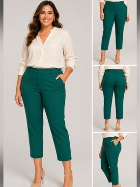 Jason Wu and Eloquii collab emerald green crop dress pants